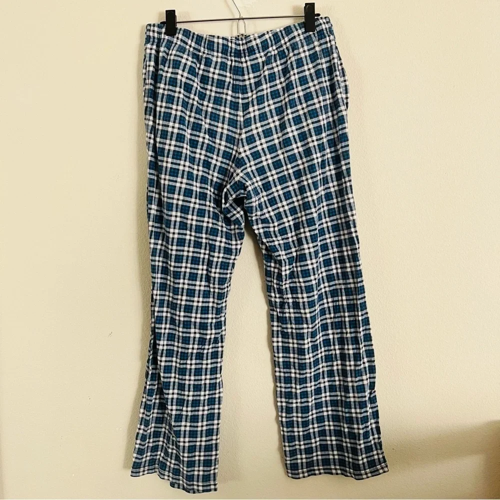 Croft & Barrow Men's Gray and Blue/White Checkered Lounge Pants Med - Set of 2